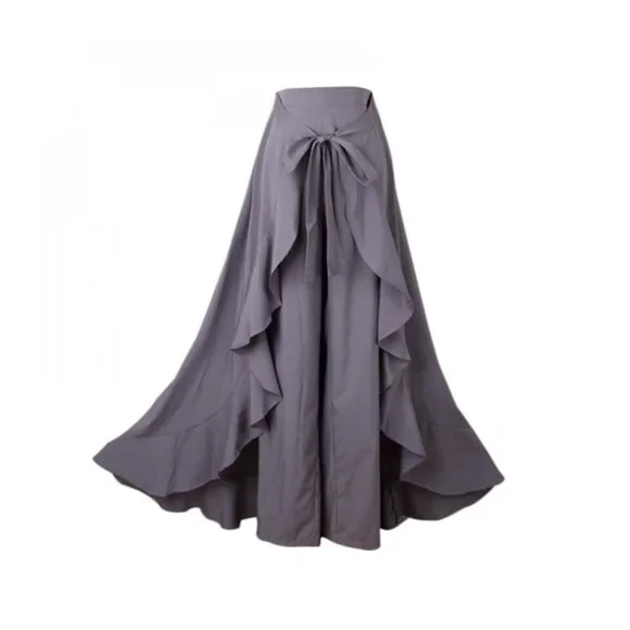 Waterfall Skirt & Pants Combo High Rise Pants with a Wrap Around Skirt - Gray - Picture 10 of 10